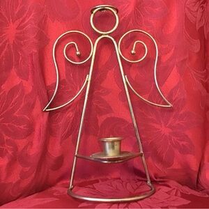 Vintage MCM Home Interiors Brass Angel Candle Holder.  Wall hanger or standing.